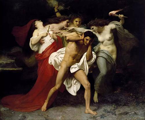 威廉-阿道夫-布格罗《被复仇女神追逐的俄瑞斯忒斯》115 ×185 cm1862