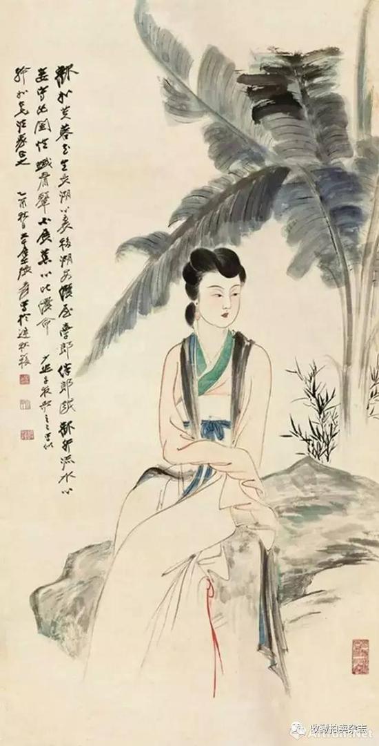 张大千 蕉荫仕女 1945年