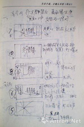 姜文手绘的分镜画