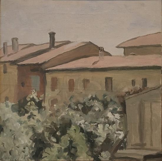 丰扎达大街的庭院,油画,1953