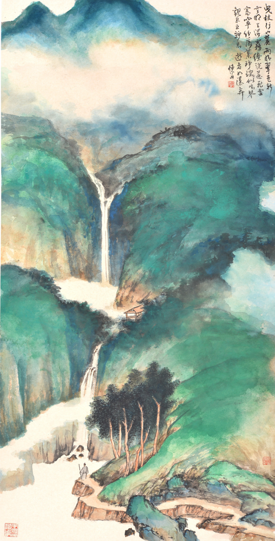 《山麓观泉》 137x69cm