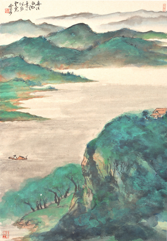 《舟泛江湖远》 83x57cm