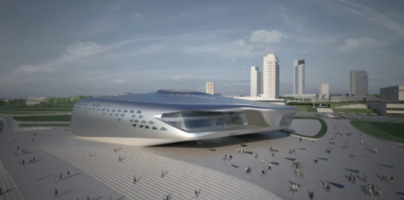 扎哈·哈迪德在2007年为维尔纽斯的古根海姆冬宫博物馆设计的企划案。Image courtesy of Zaha Hadid Architects