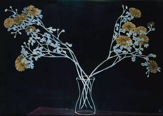 瓶菊，1950s,油画，纤维板，81x116cm
