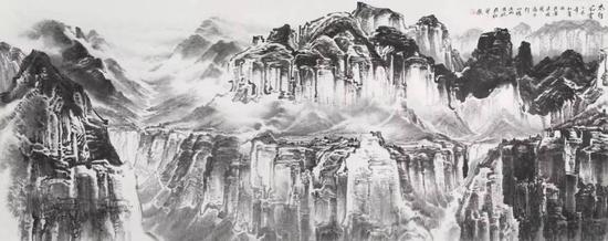 太行风云，147X368cm，许钦松，2015年