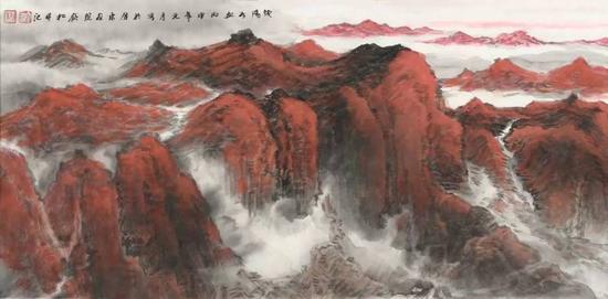 残阳如血，34x68cm，许钦松，2016年