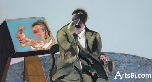 培根作于1968年的《镜中的乔治·戴尔》局部