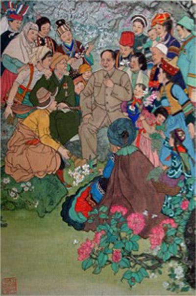 程十发，《在毛主席周围》 ，1958年， 65×46.5cm