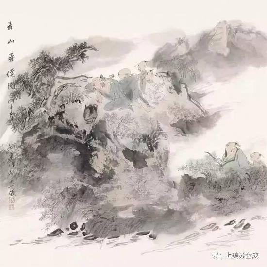 《青山寻仙》68cm×68cm