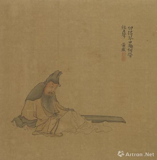 《人物图册(十开)》清 黄慎 1720年　绢本设色 25cm×25cm天津博物馆藏