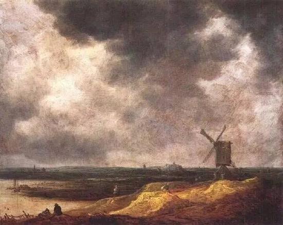 杨·凡·霍延，《河畔风车》，1642年