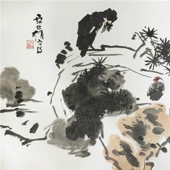 《松石对语图》 69×69cm 2001年