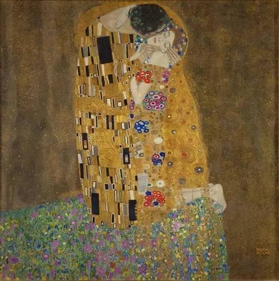 古斯塔夫?克里姆特,《吻》,1908年, 现藏于奥地利美景宫美术馆(?sterreichische Galerie Belvedere)。图片:Getty Images