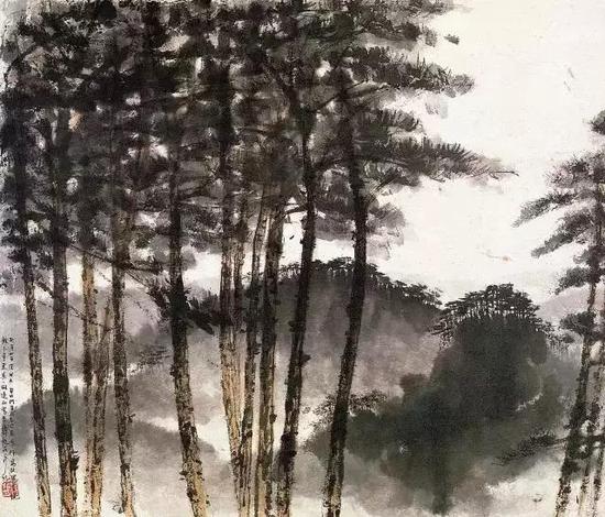 车行高处风景，1957年，48.6×57.2cm