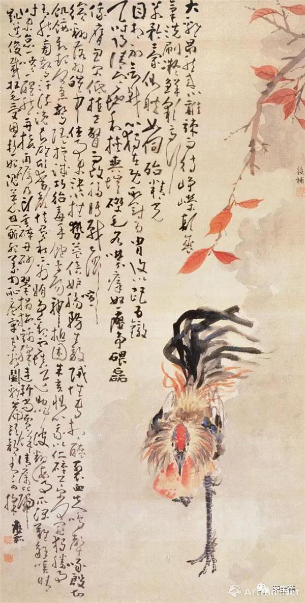 清 黄慎 雄鸡图 124.6cm×59.8cm 中国国家博物馆藏