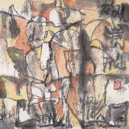 放浪形骸 宣纸·水墨设色 23X23 1999