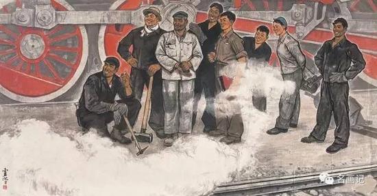 《机车大夫》卢沉 135x269 1964 宣纸 水墨设色