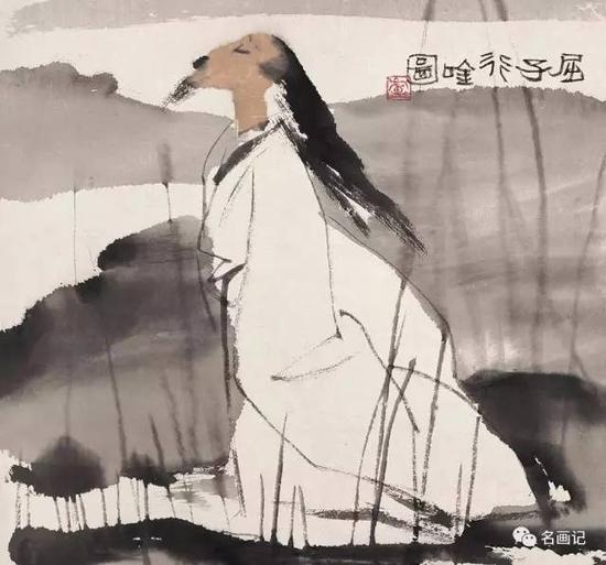 屈子行吟图 宣纸·水墨设色 45cmX48cm 1982年