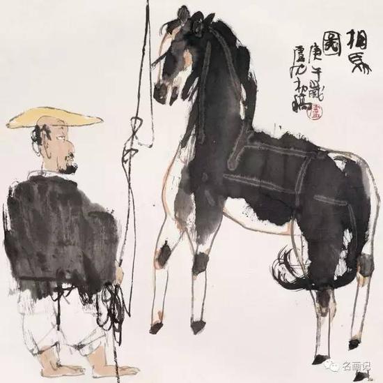 相马图 宣纸·水墨设色 68cmX68cm 1990年
