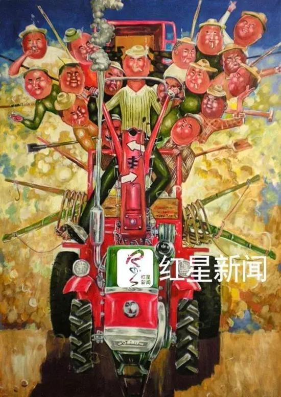 ▲熊庆华的画作《红色法拉利》 图片来源：红星新闻