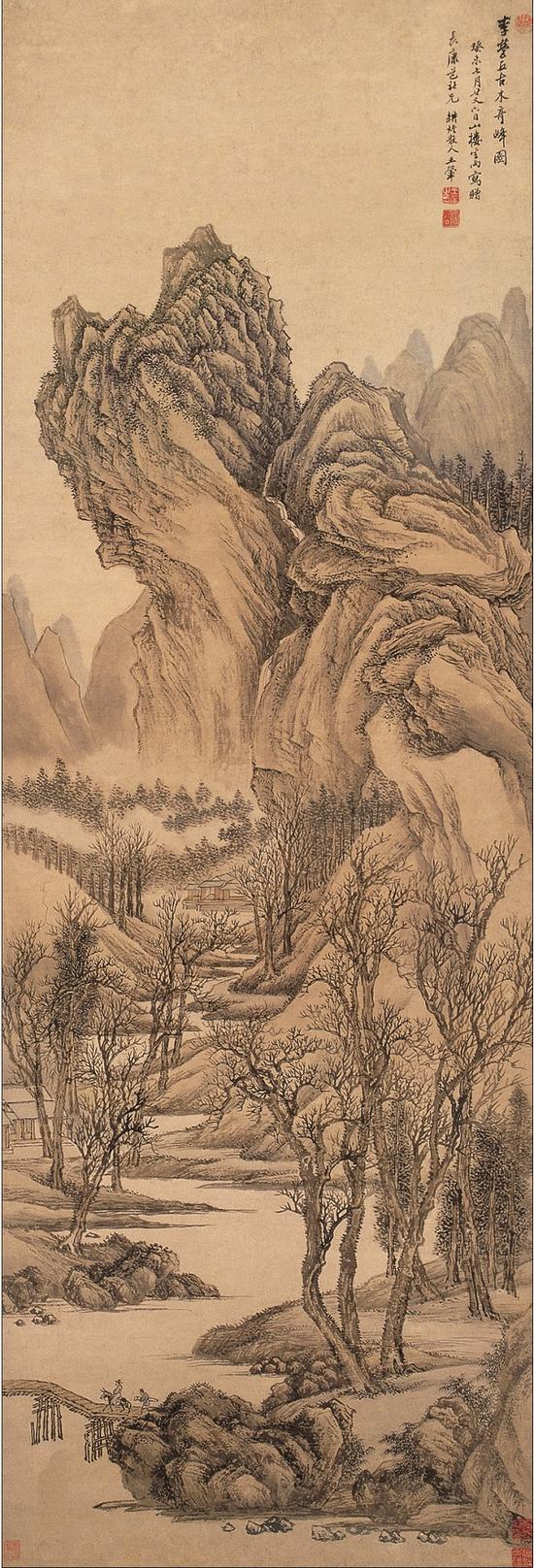 清·王翚《古木奇峰图》轴（南京博物院藏）