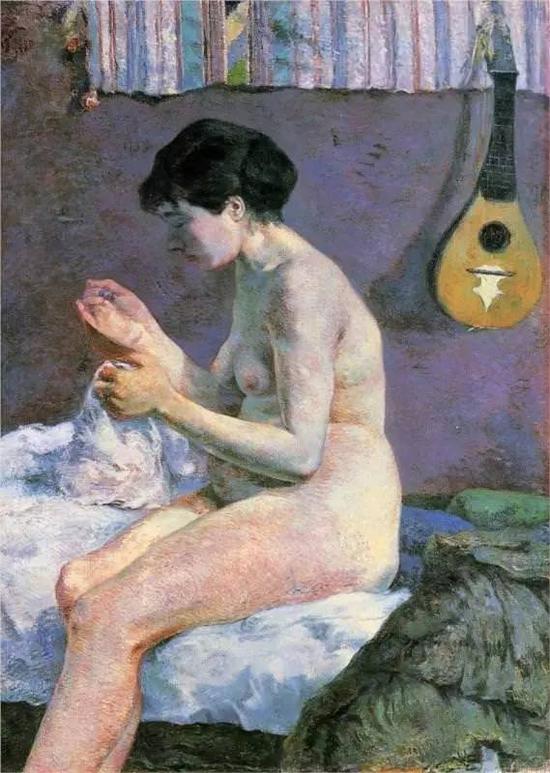 保罗·高更，《做针线活的裸女》，1880
