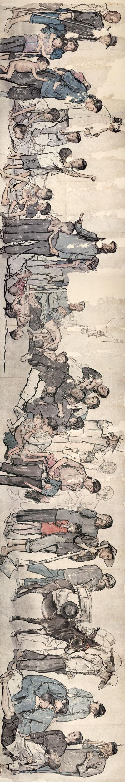 流民图纸本水墨设色，200×1400cm，1943年中国美术馆藏