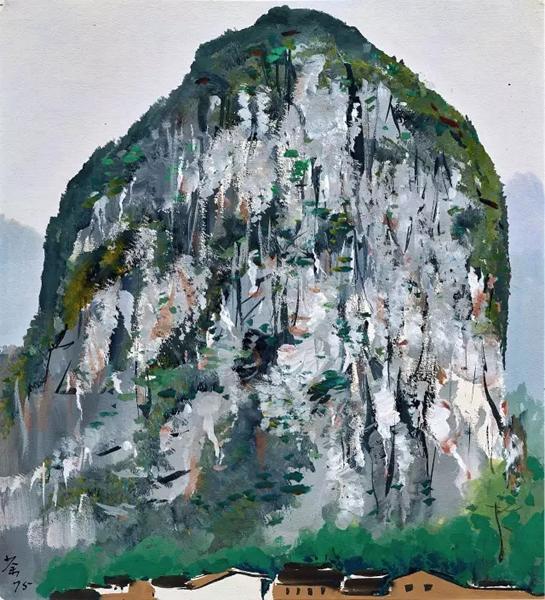 吴冠中 《桂林山石》 1975 年作 水粉纸本 39.3 x 35.5 cm。 估价：HK$ 3，000，000 - 4，600，000