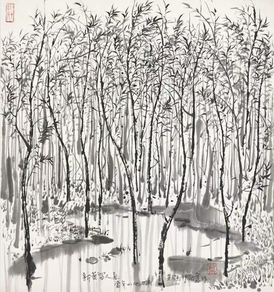 吴冠中 《春忆》 设色纸本 50 x 45.5 cm. 估价：HK$ 2,000,000 - 3,000,000