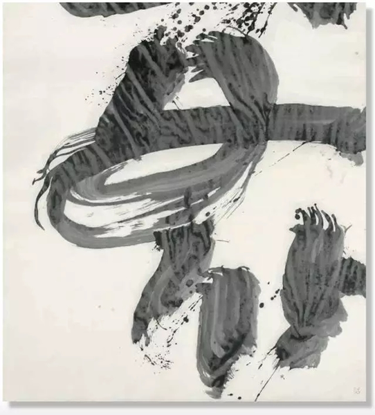 井上有一 《花》 1968 年作 水墨黏着剂和纸裱于木板 160.3 x 146.3 cm.