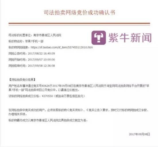 原标题:震惊!二手苹果7拍出27万天价(图)竟牵出1510万的借贷官司