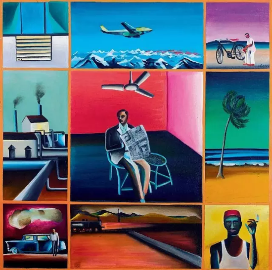 《空气、气流和速度》(Air,Steam and Speed),1972年,布面油画,86×86cm