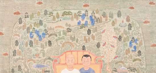 潘信华，《面痣图》，纸本水墨设色，95x200cm，2014。图片：致谢亚洲艺术中心