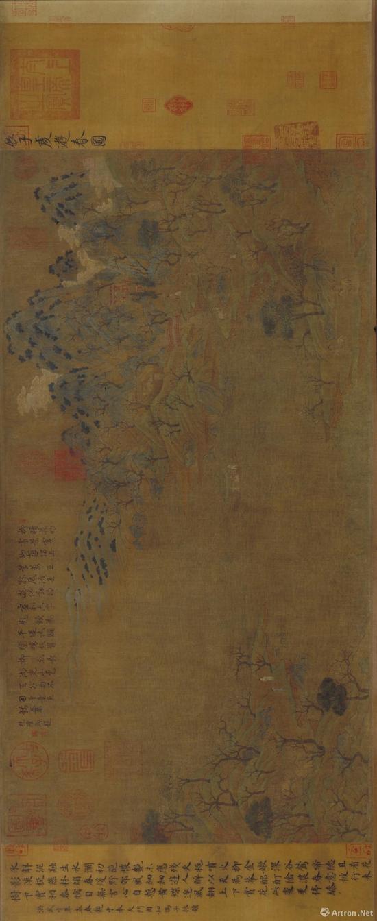 隋  展子虔 《游春图》卷 绢本 设色　纵43cm，横80.5cm