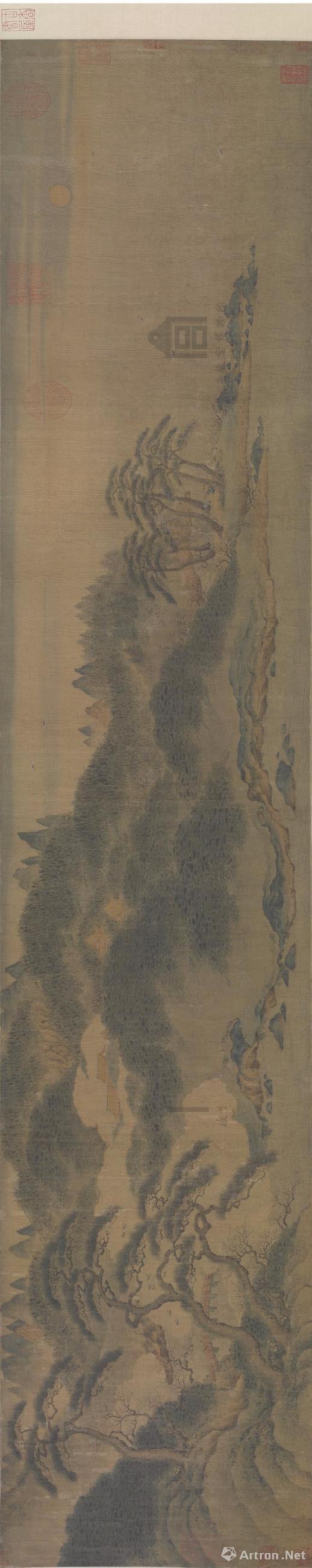 南宋 赵伯骕《万松金阙图》卷 绢本 青绿设色 纵27.7cm,横136cm
