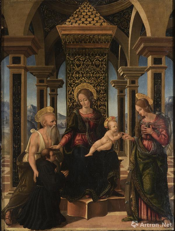 《圣凯瑟琳的神秘婚礼》，拉斐尔?桑西，意大利，51.2 x 37.7厘米，板上油画，1497 - 1499 图片源于私人藏家