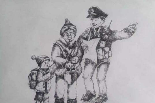 阜康市公安局民警刘娟说,手绘画画的是身边的人和事,感觉非常的贴切。
