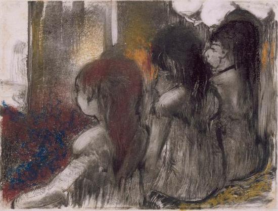 《从后面看，妓院里的三个女人》（Three Women in a Brothel，Seen from Behind），埃德加·德加，1877-79年