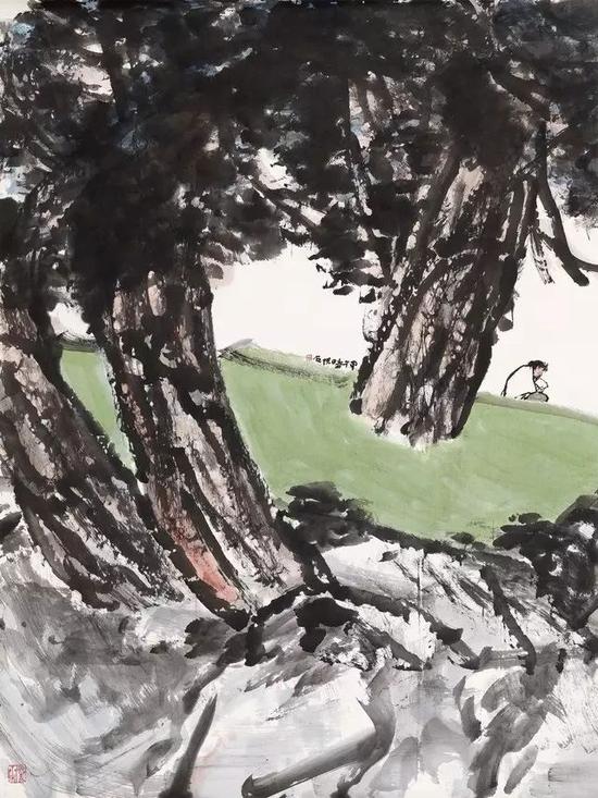 吴悦石 2014年 纸本设色 144cm×117cm 书中自有清凉处