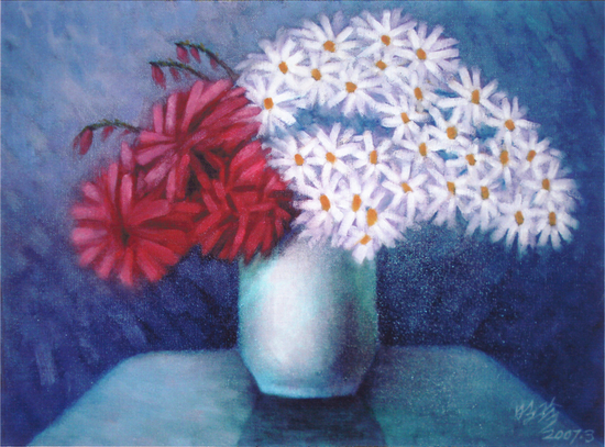 油画《山菊花》65×50cm