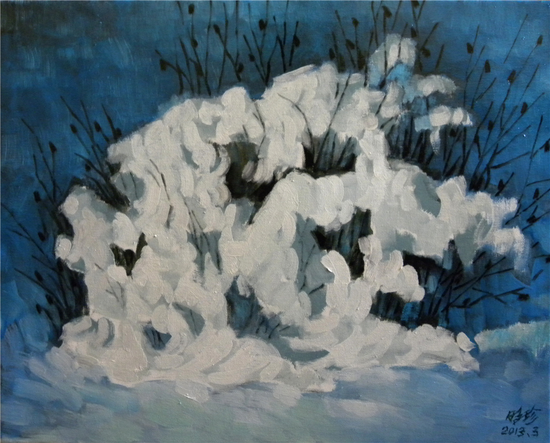 油画《雪绒花》 50×40cm