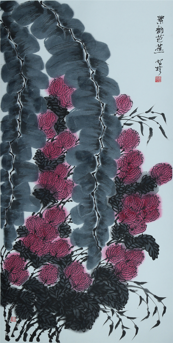 中国画 紫韵芭蕉