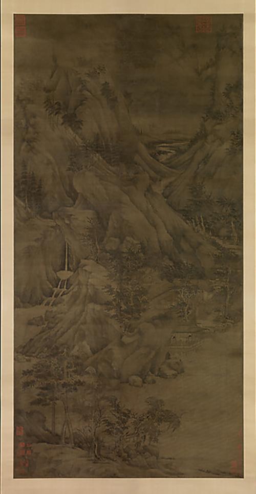 五代 传董元 溪岸图 轴