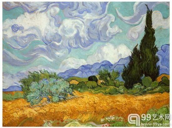 6.《麦田与柏树》(A Wheatfield with Cypresses ，1889)，5700万美元