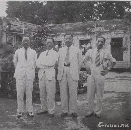 1938年，原上海艺术专科学校教授合影于香港，右起：倪贻德、王道源、陈抱一等人