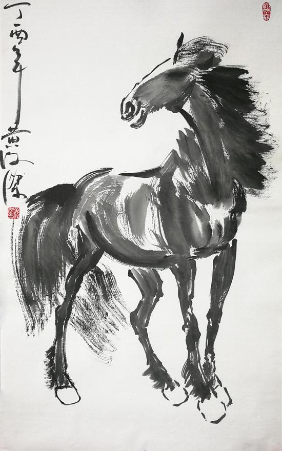 图  黄俊杰先生绘制的《江山无限·奔马图》