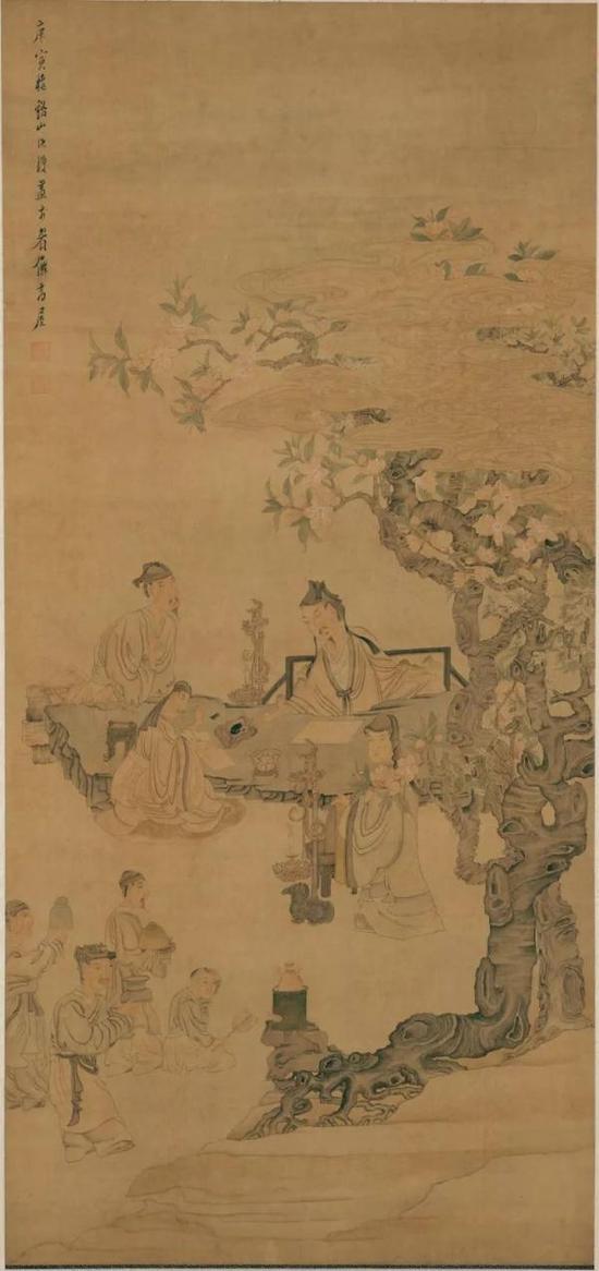 陈洪绶《李白宴桃李园图》，1650年，纽约大都会博物馆藏，翁万戈旧藏