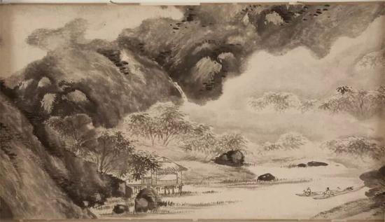 陈淳,《罨画山图》局部,天津博物馆藏,正在南京博物院展出