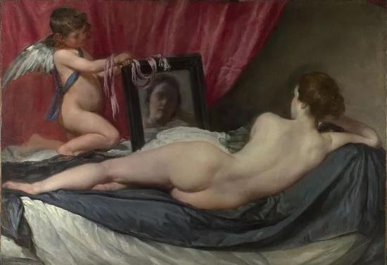 《维纳斯对镜梳妆》 1647–1651年 122cm x 177cm 英国国家美术馆