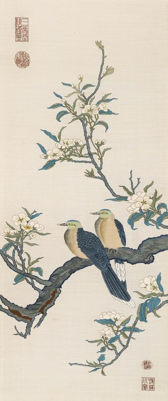三希堂缂丝“梨花喜鹊”100×42.5cm